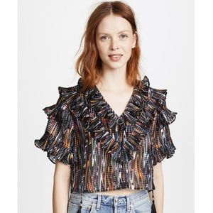 Opening Ceremony Marble Ruffle Top